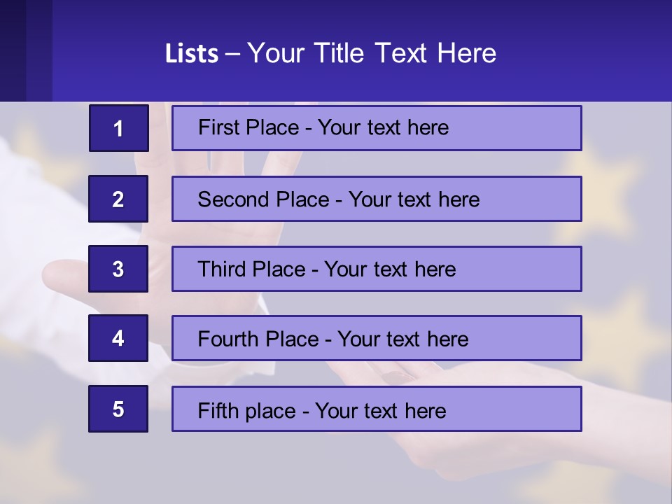 Two Hands Reaching Out Towards Each Other In Front Of A European Flag PowerPoint Template
