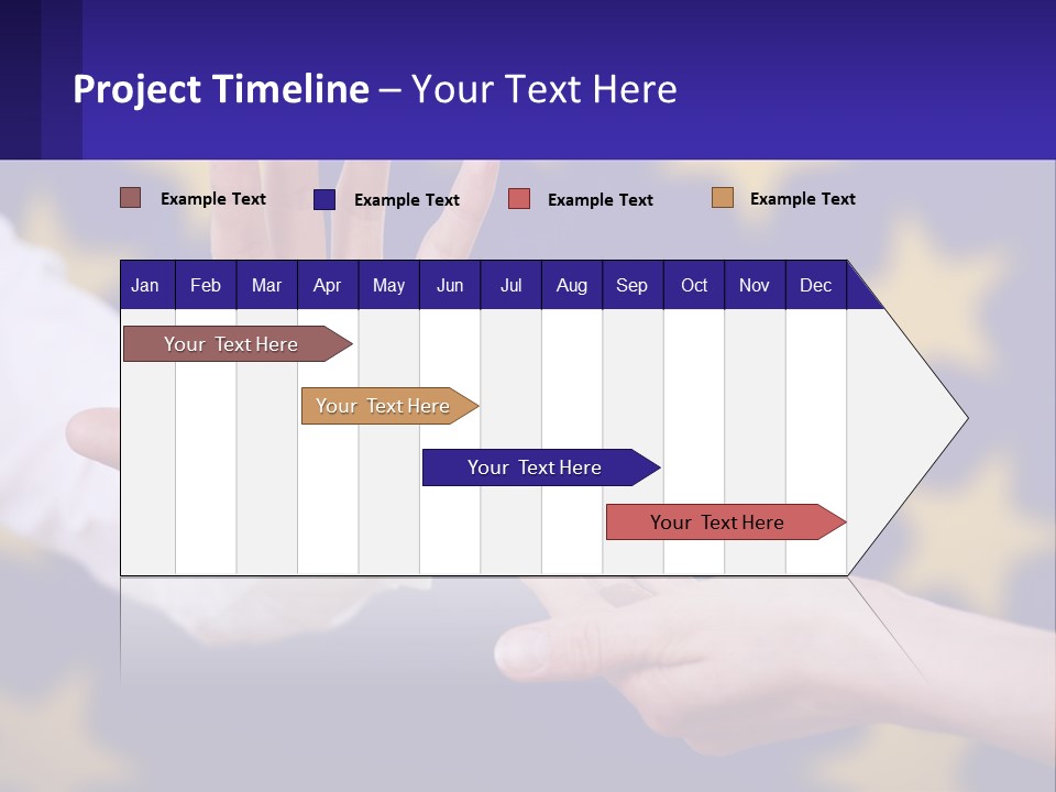 Two Hands Reaching Out Towards Each Other In Front Of A European Flag PowerPoint Template