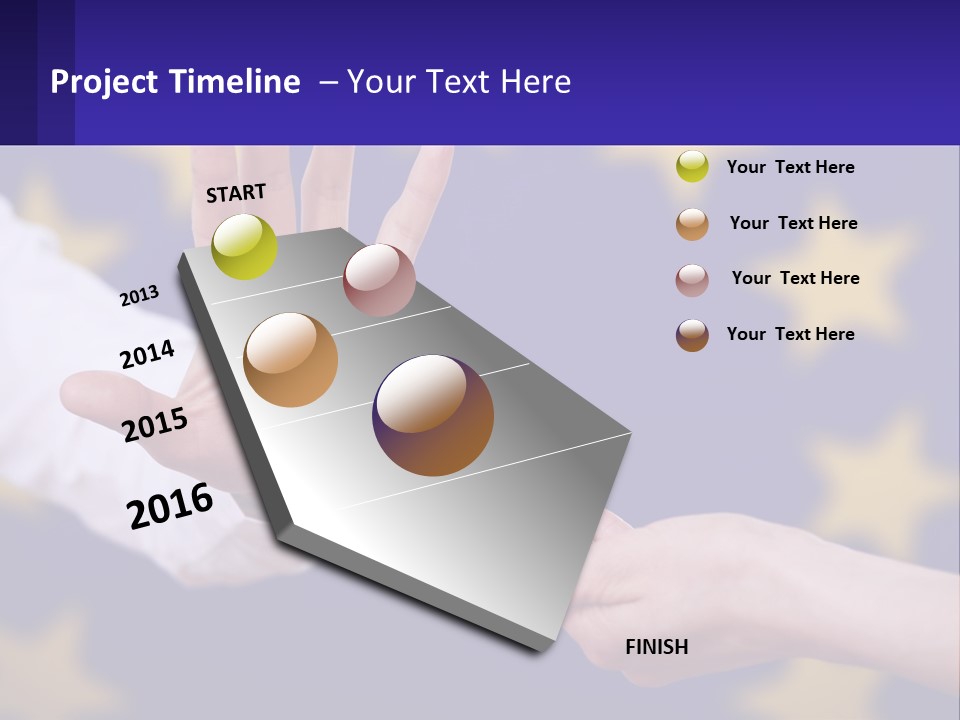 Two Hands Reaching Out Towards Each Other In Front Of A European Flag PowerPoint Template