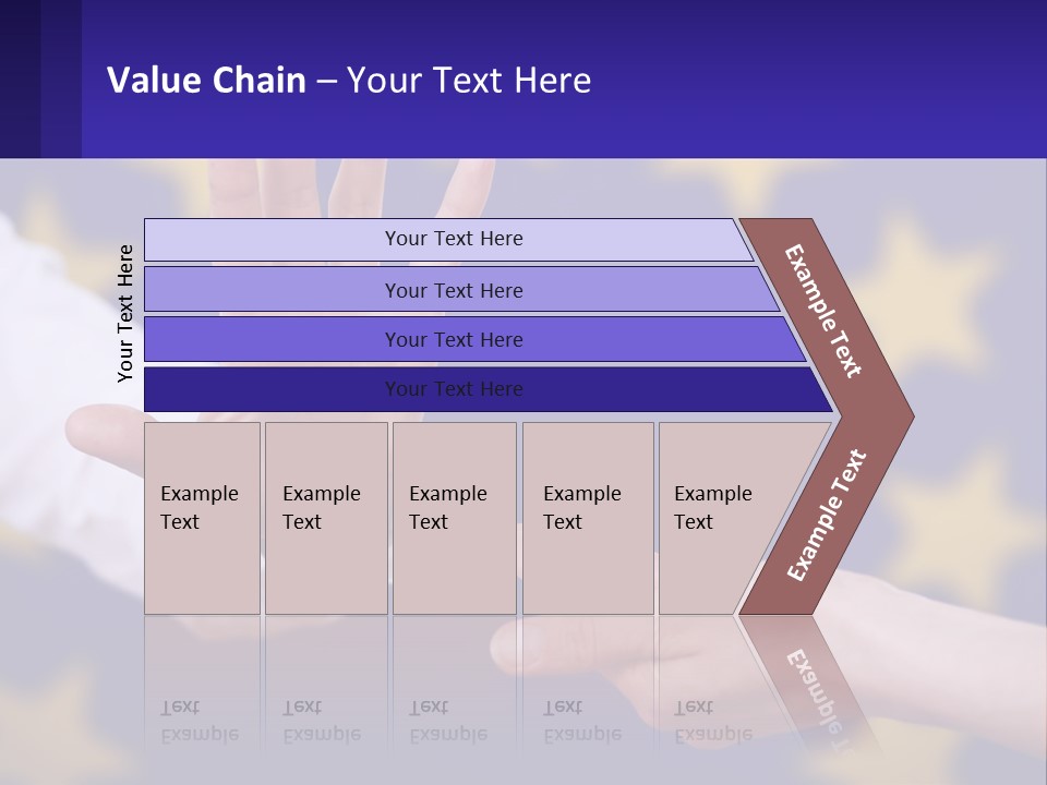 Two Hands Reaching Out Towards Each Other In Front Of A European Flag PowerPoint Template