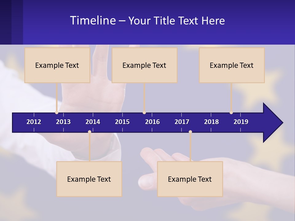 Two Hands Reaching Out Towards Each Other In Front Of A European Flag PowerPoint Template