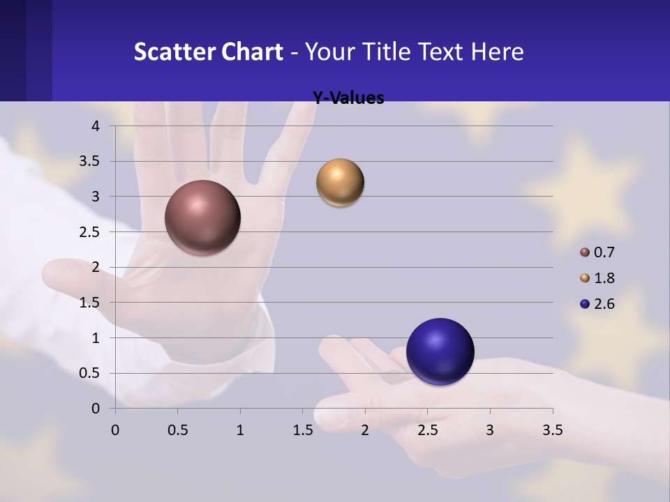 Two Hands Reaching Out Towards Each Other In Front Of A European Flag PowerPoint Template