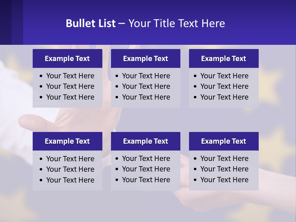 Two Hands Reaching Out Towards Each Other In Front Of A European Flag PowerPoint Template