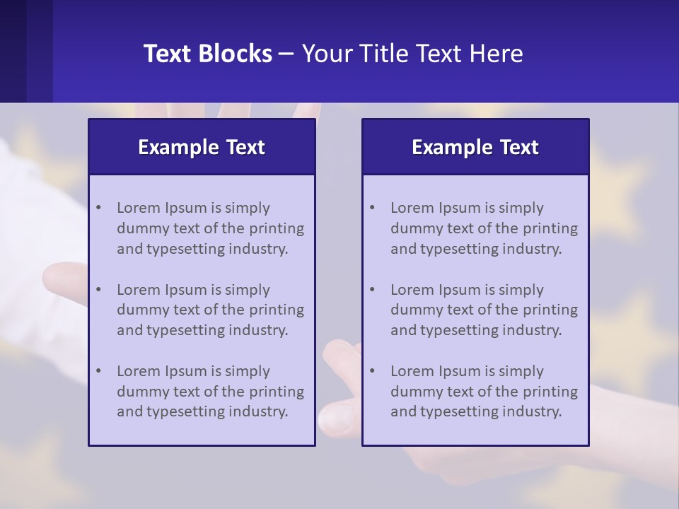 Two Hands Reaching Out Towards Each Other In Front Of A European Flag PowerPoint Template