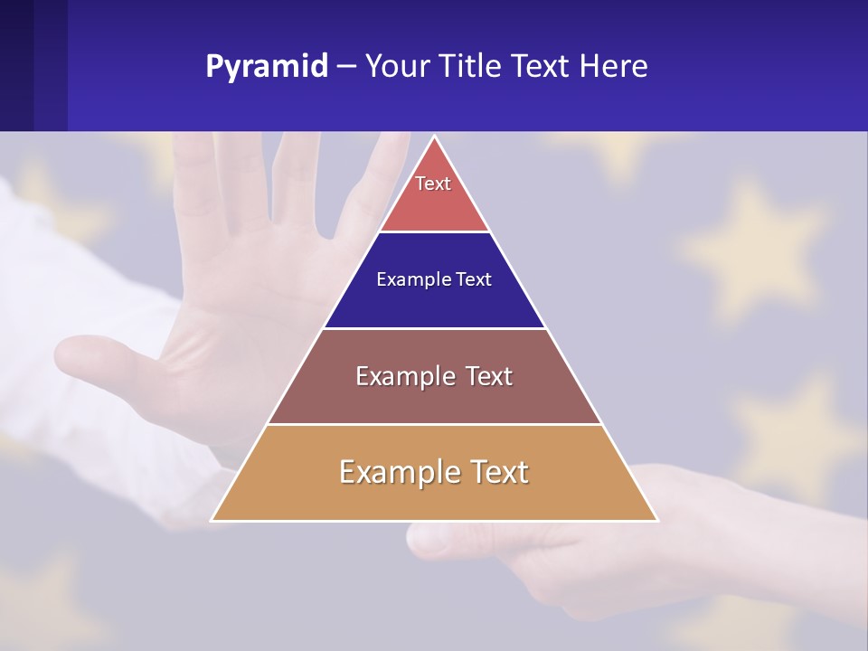 Two Hands Reaching Out Towards Each Other In Front Of A European Flag PowerPoint Template