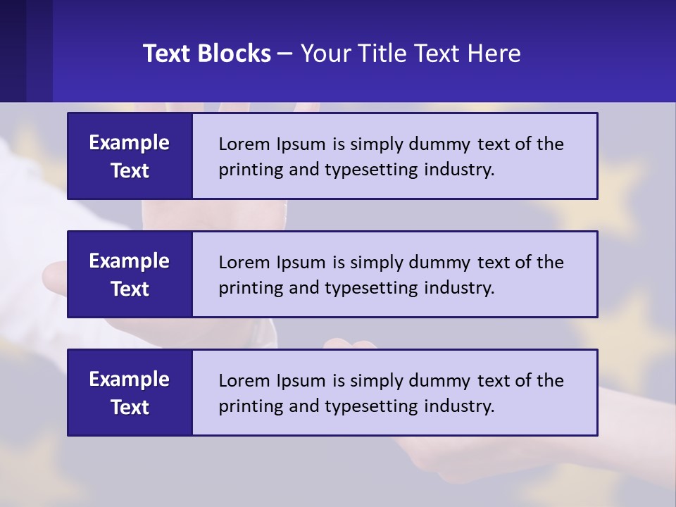 Two Hands Reaching Out Towards Each Other In Front Of A European Flag PowerPoint Template