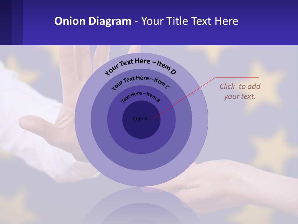 Two Hands Reaching Out Towards Each Other In Front Of A European Flag PowerPoint Template
