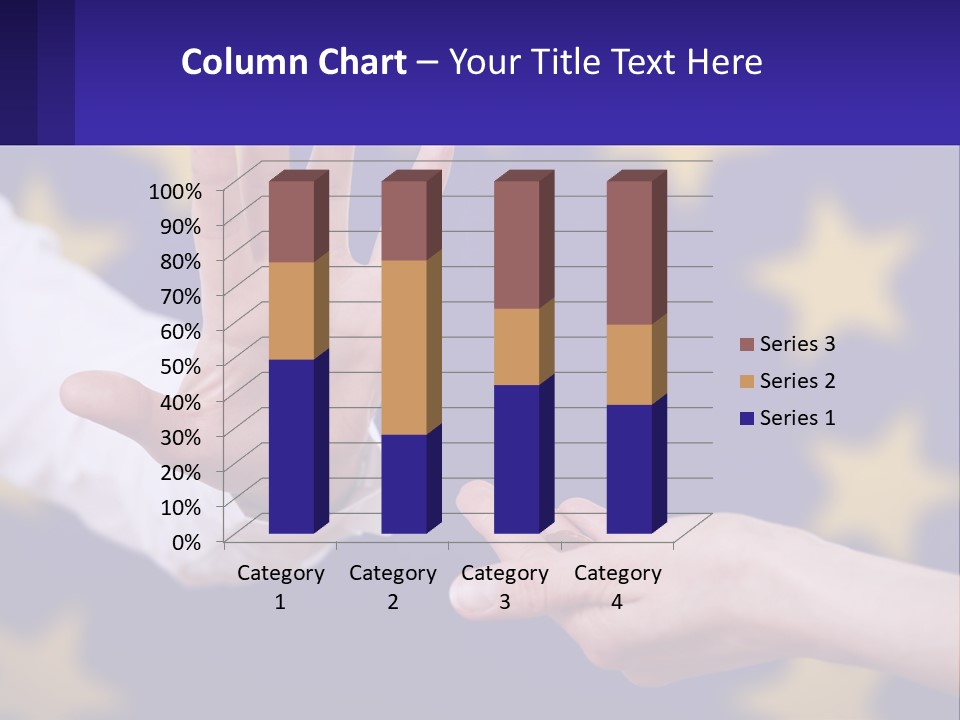 Two Hands Reaching Out Towards Each Other In Front Of A European Flag PowerPoint Template