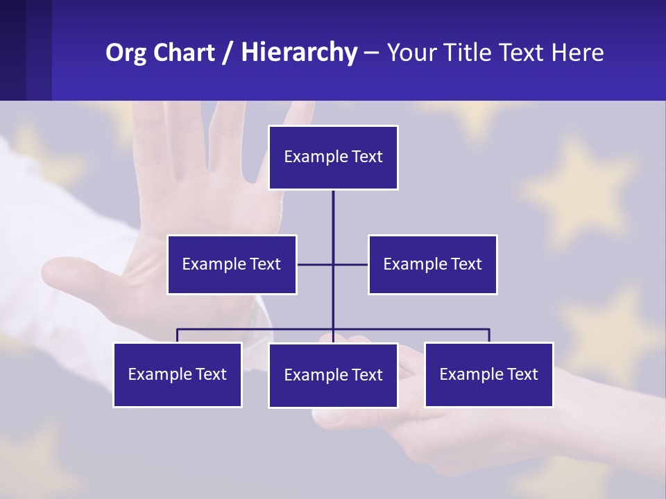 Two Hands Reaching Out Towards Each Other In Front Of A European Flag PowerPoint Template