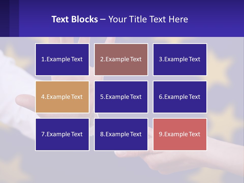 Two Hands Reaching Out Towards Each Other In Front Of A European Flag PowerPoint Template