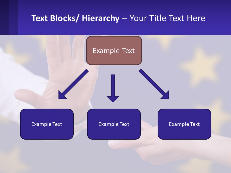 Two Hands Reaching Out Towards Each Other In Front Of A European Flag PowerPoint Template