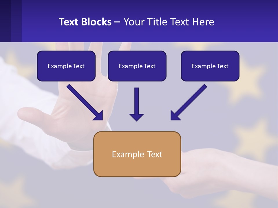 Two Hands Reaching Out Towards Each Other In Front Of A European Flag PowerPoint Template