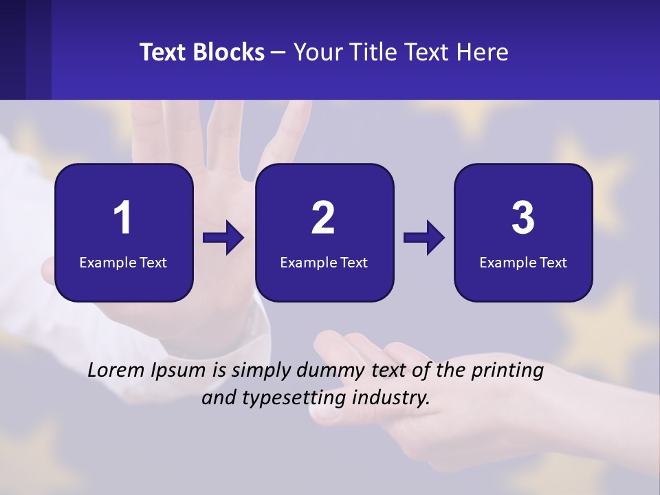 Two Hands Reaching Out Towards Each Other In Front Of A European Flag PowerPoint Template