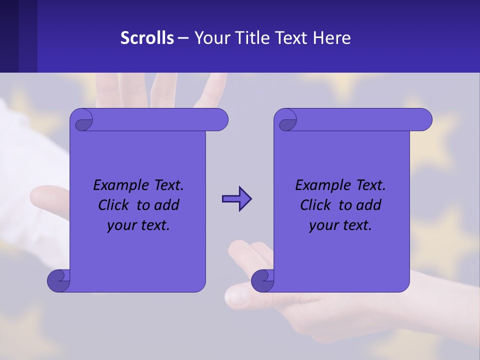 Two Hands Reaching Out Towards Each Other In Front Of A European Flag PowerPoint Template