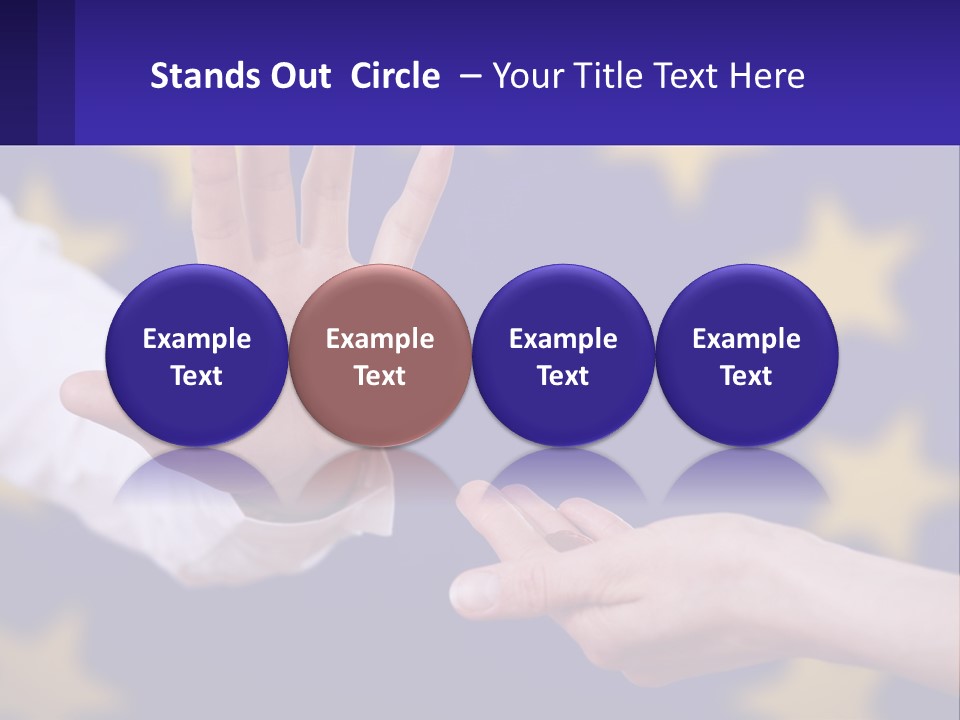 Two Hands Reaching Out Towards Each Other In Front Of A European Flag PowerPoint Template