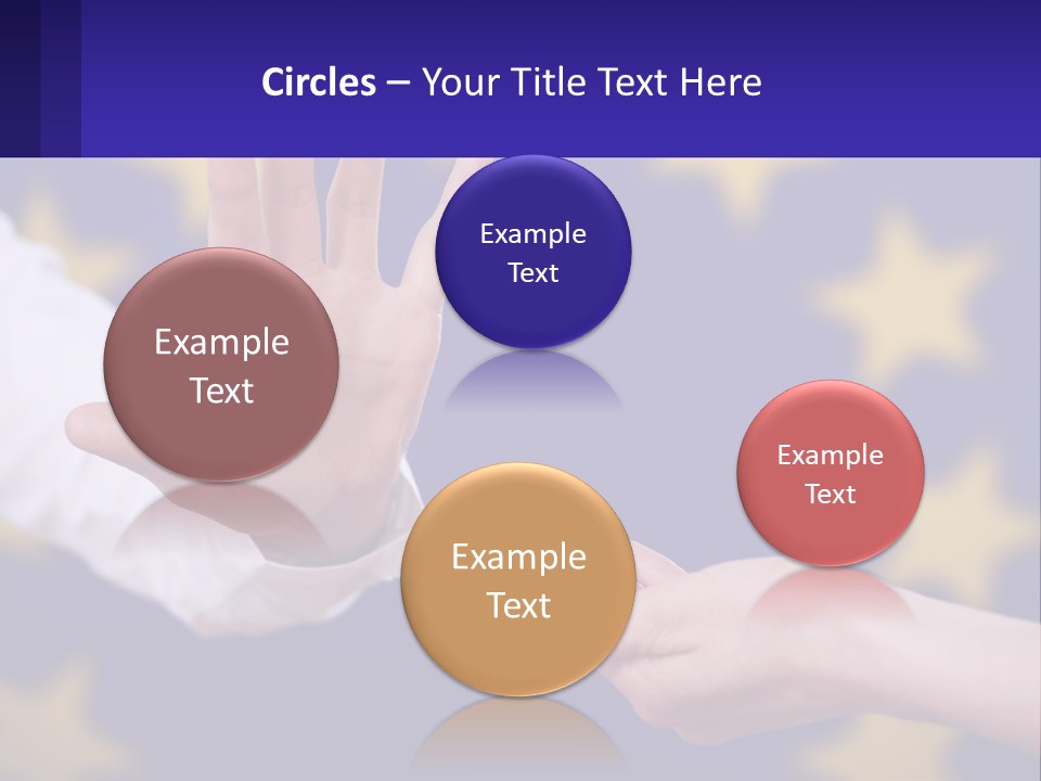 Two Hands Reaching Out Towards Each Other In Front Of A European Flag PowerPoint Template