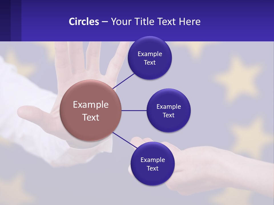 Two Hands Reaching Out Towards Each Other In Front Of A European Flag PowerPoint Template