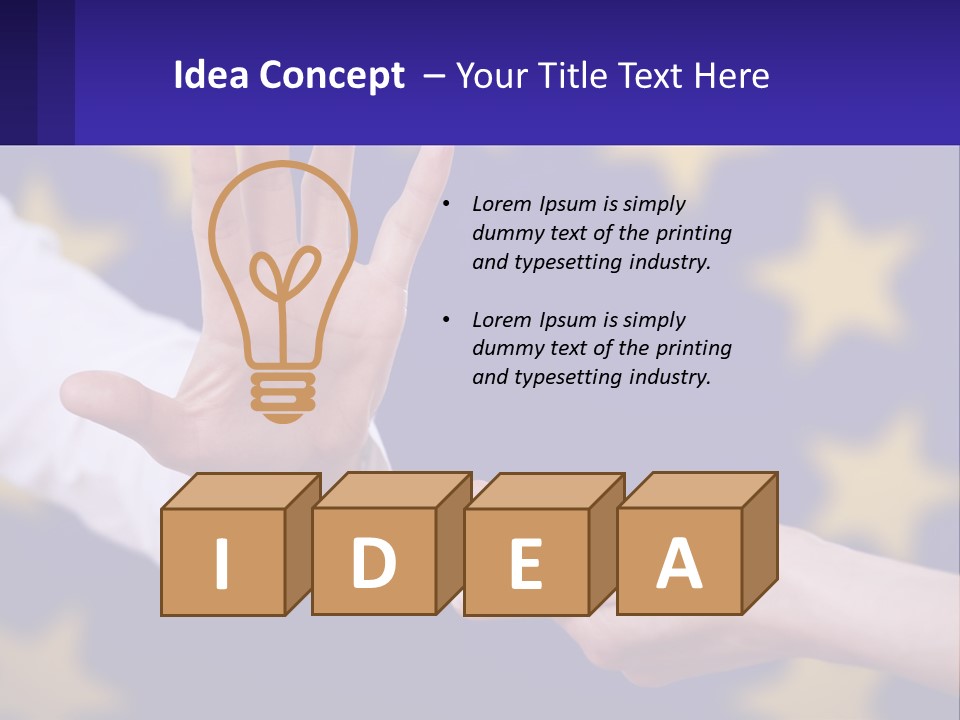 Two Hands Reaching Out Towards Each Other In Front Of A European Flag PowerPoint Template