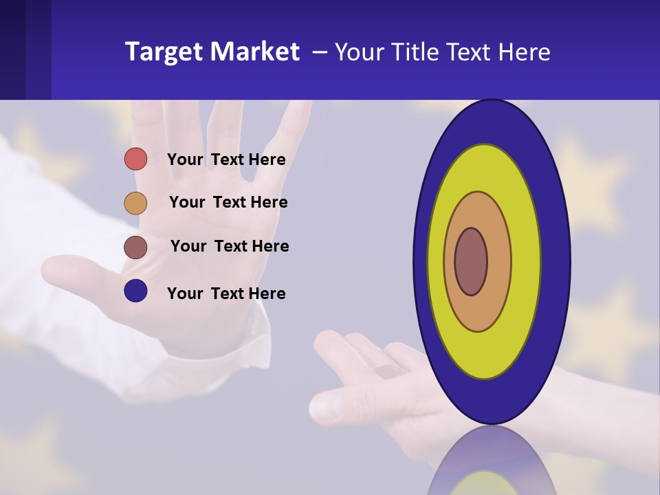 Two Hands Reaching Out Towards Each Other In Front Of A European Flag PowerPoint Template