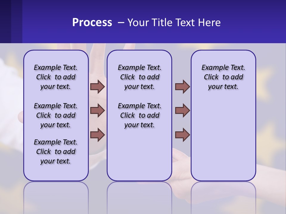 Two Hands Reaching Out Towards Each Other In Front Of A European Flag PowerPoint Template
