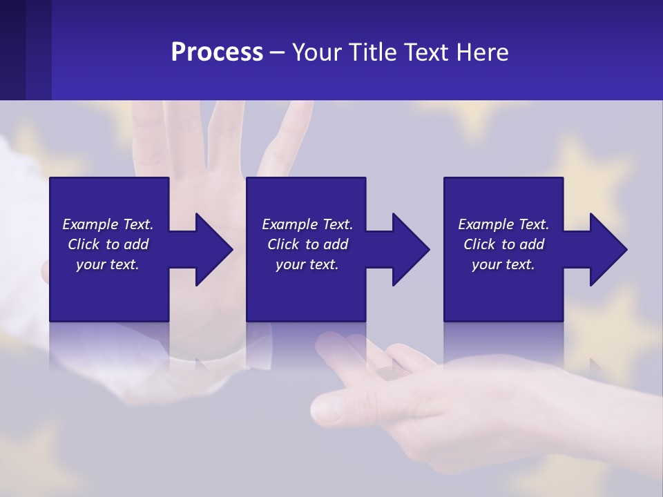 Two Hands Reaching Out Towards Each Other In Front Of A European Flag PowerPoint Template
