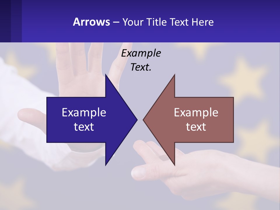 Two Hands Reaching Out Towards Each Other In Front Of A European Flag PowerPoint Template