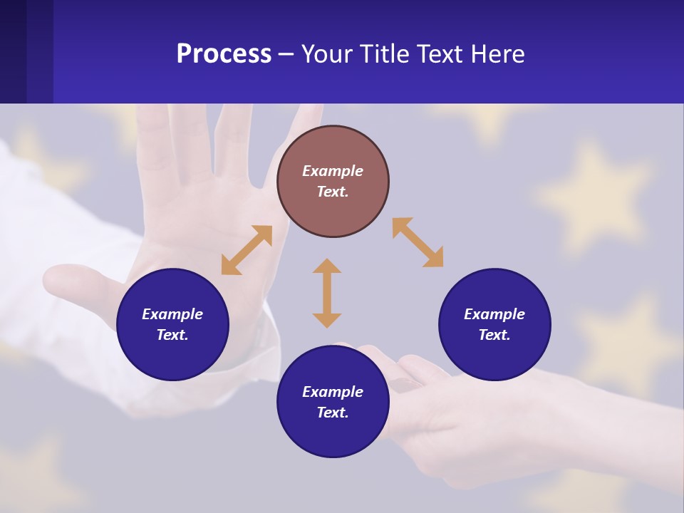 Two Hands Reaching Out Towards Each Other In Front Of A European Flag PowerPoint Template
