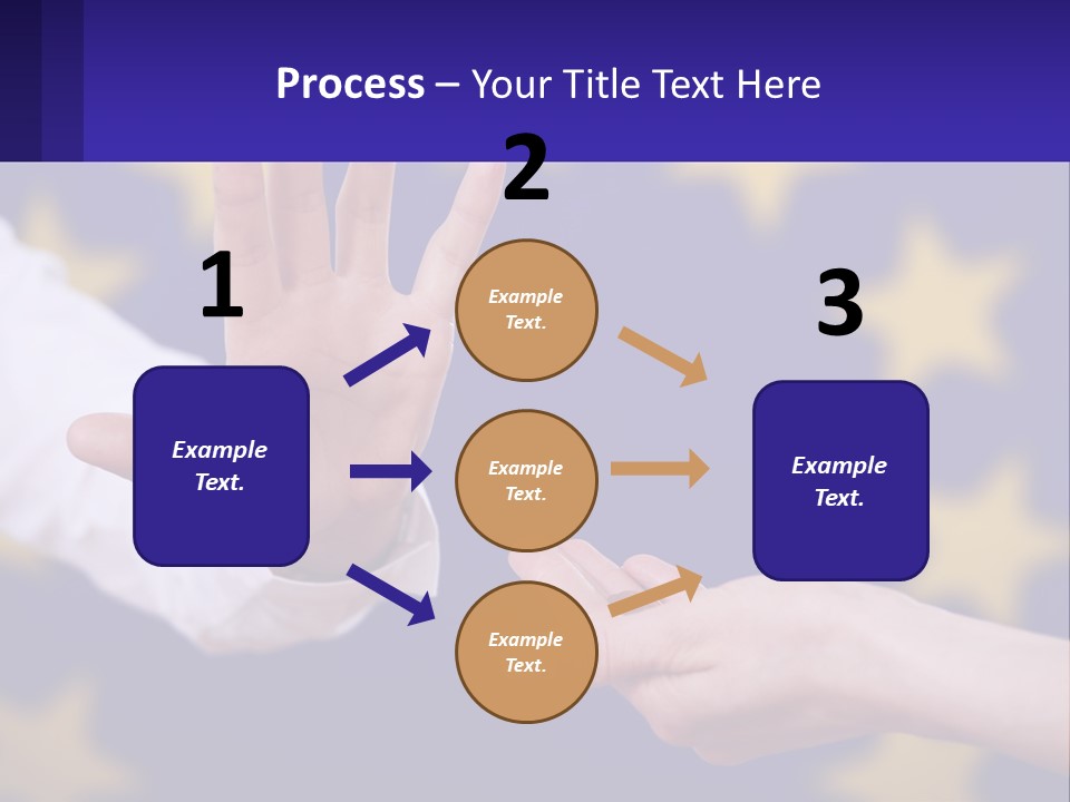 Two Hands Reaching Out Towards Each Other In Front Of A European Flag PowerPoint Template