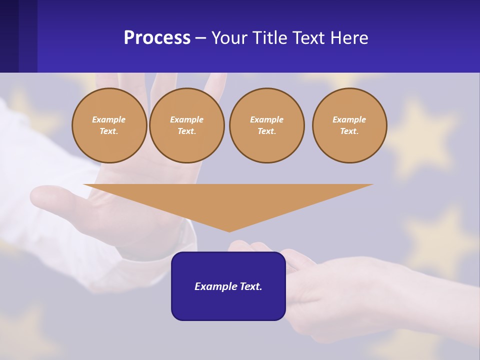 Two Hands Reaching Out Towards Each Other In Front Of A European Flag PowerPoint Template