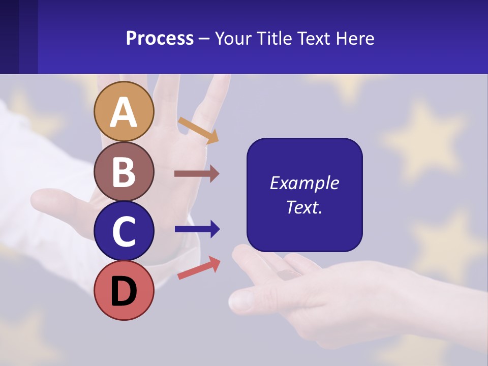 Two Hands Reaching Out Towards Each Other In Front Of A European Flag PowerPoint Template