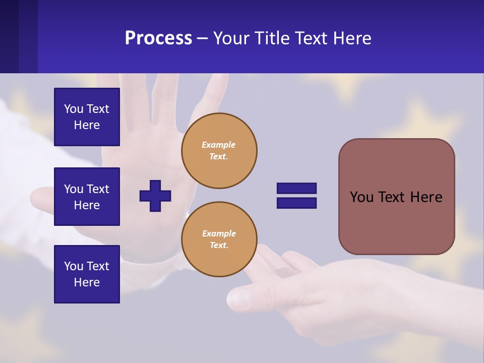 Two Hands Reaching Out Towards Each Other In Front Of A European Flag PowerPoint Template