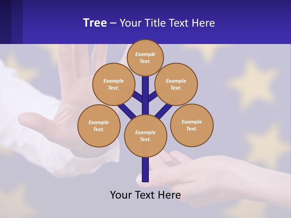 Two Hands Reaching Out Towards Each Other In Front Of A European Flag PowerPoint Template