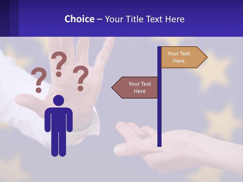 Two Hands Reaching Out Towards Each Other In Front Of A European Flag PowerPoint Template