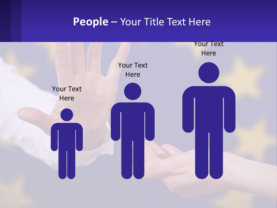 Two Hands Reaching Out Towards Each Other In Front Of A European Flag PowerPoint Template