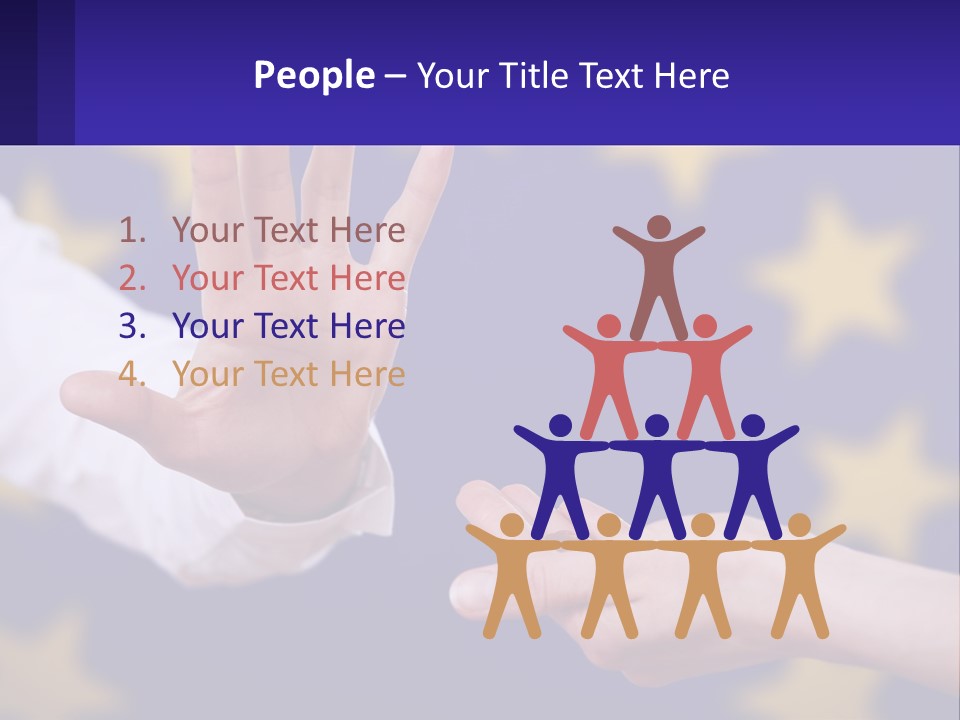 Two Hands Reaching Out Towards Each Other In Front Of A European Flag PowerPoint Template