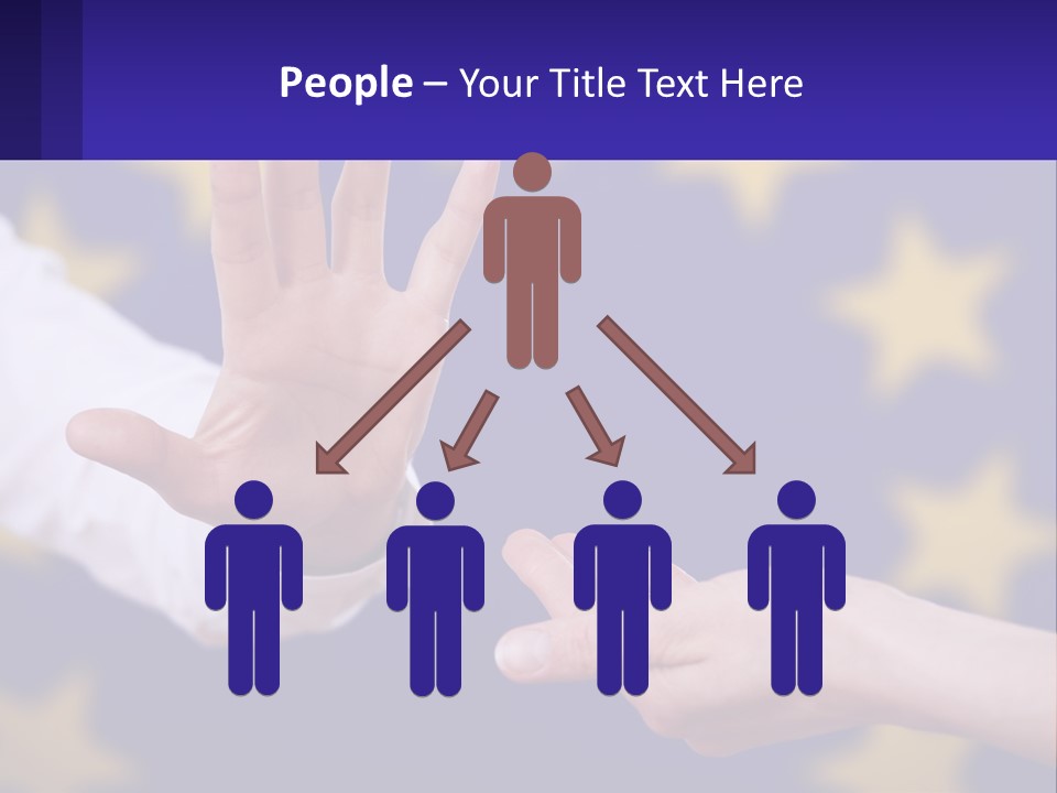 Two Hands Reaching Out Towards Each Other In Front Of A European Flag PowerPoint Template