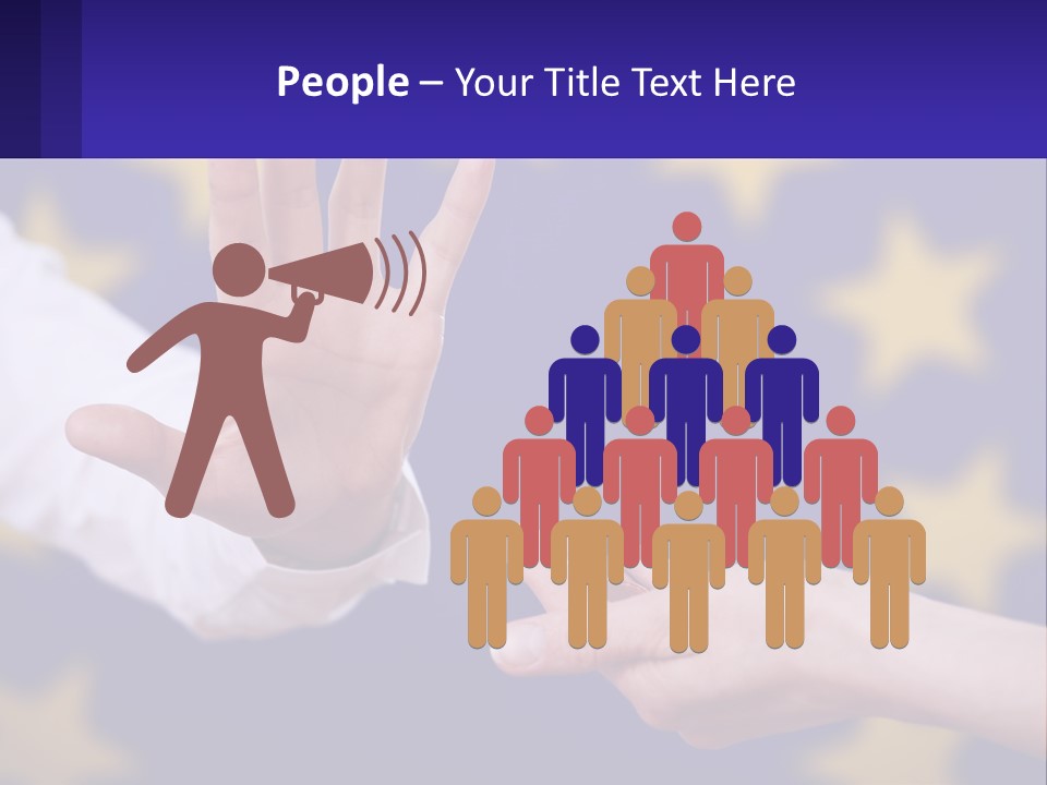 Two Hands Reaching Out Towards Each Other In Front Of A European Flag PowerPoint Template