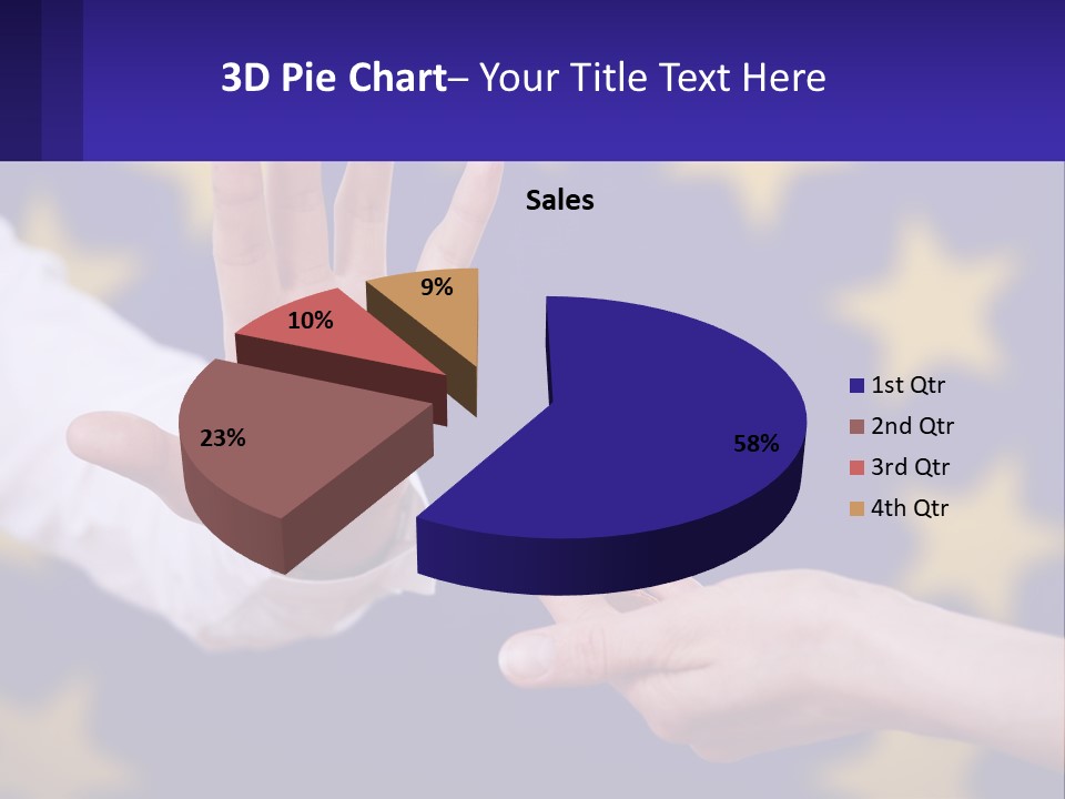 Two Hands Reaching Out Towards Each Other In Front Of A European Flag PowerPoint Template