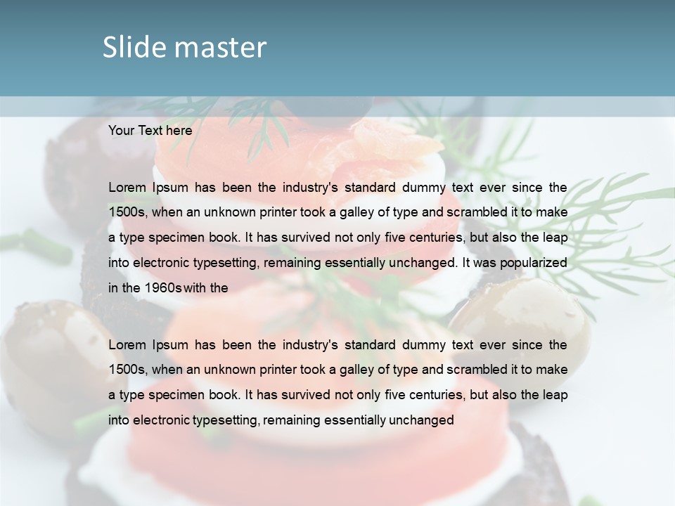 A Plate Of Food On A Table With A Blue Background PowerPoint Template