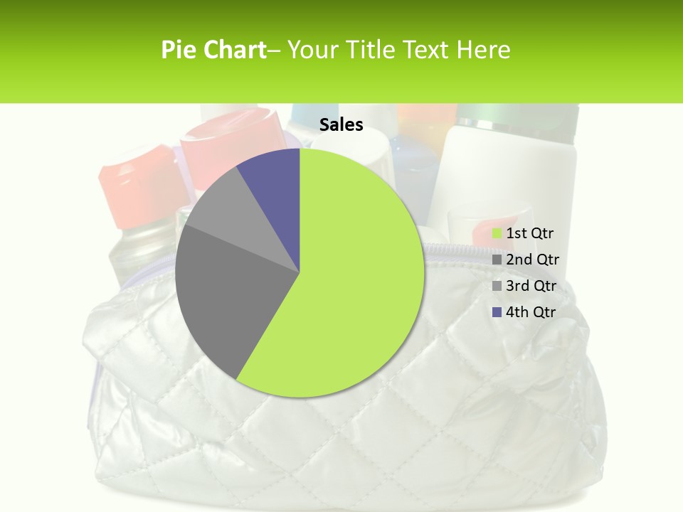 A White Purse Filled With Cosmetics And Personal Care Items PowerPoint Template