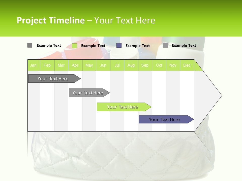 A White Purse Filled With Cosmetics And Personal Care Items PowerPoint Template