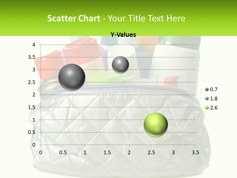 A White Purse Filled With Cosmetics And Personal Care Items PowerPoint Template