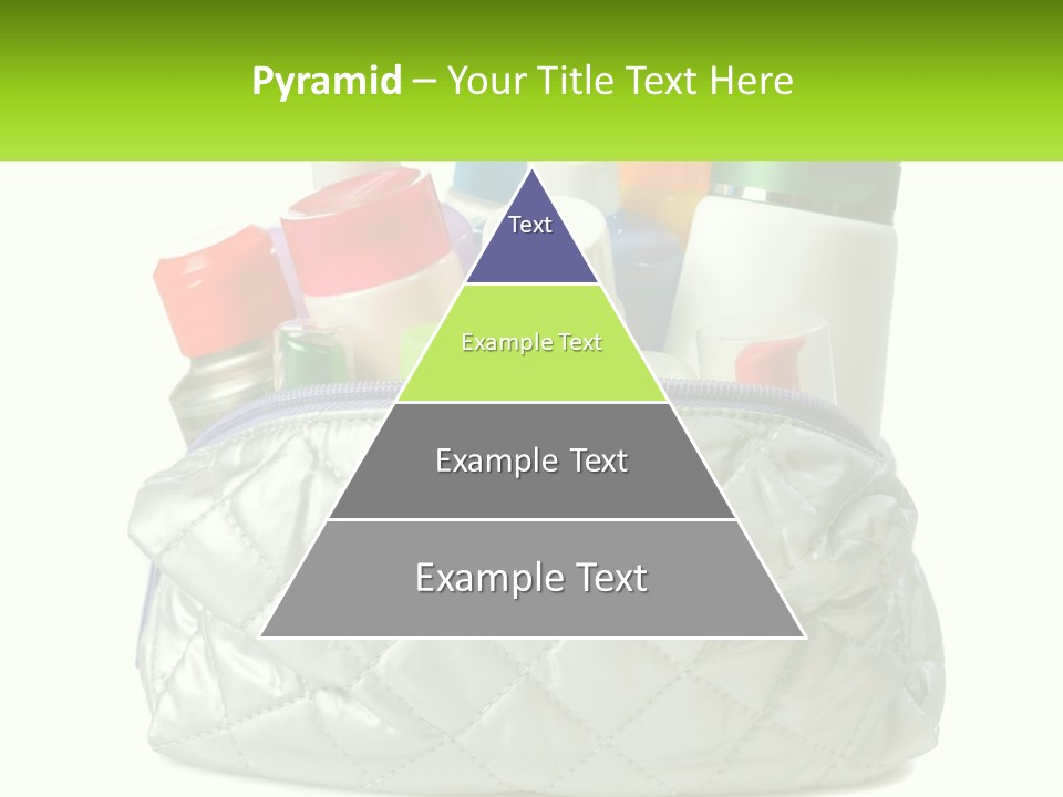 A White Purse Filled With Cosmetics And Personal Care Items PowerPoint Template