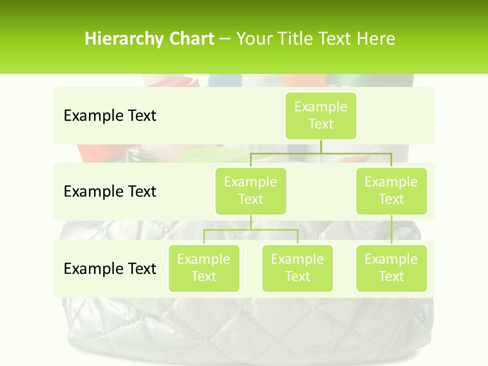 A White Purse Filled With Cosmetics And Personal Care Items PowerPoint Template