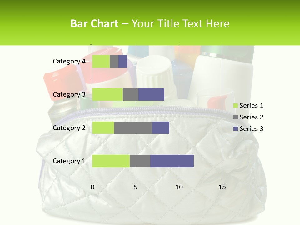 A White Purse Filled With Cosmetics And Personal Care Items PowerPoint Template