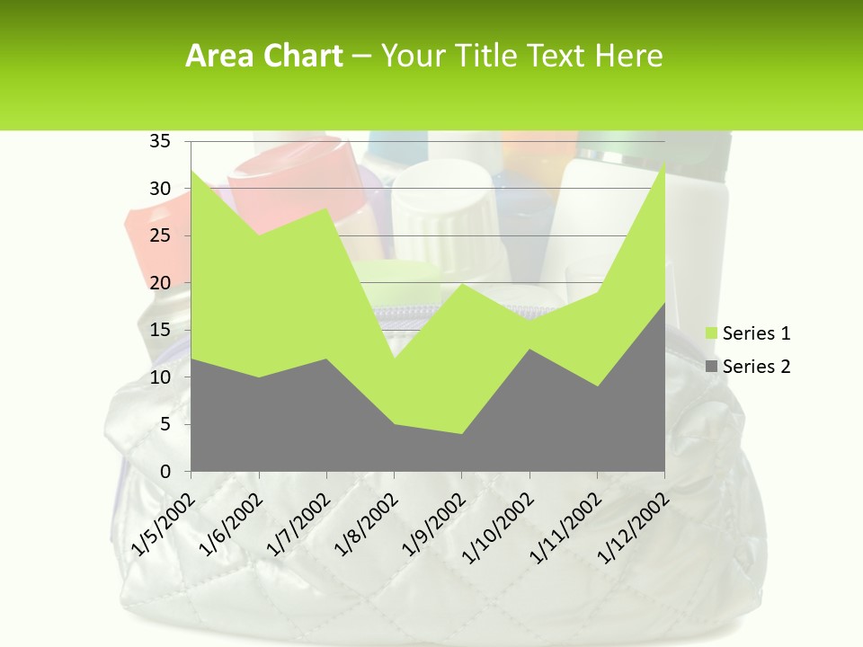 A White Purse Filled With Cosmetics And Personal Care Items PowerPoint Template