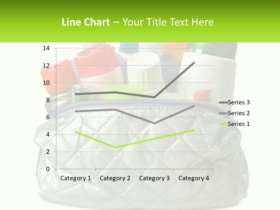 A White Purse Filled With Cosmetics And Personal Care Items PowerPoint Template