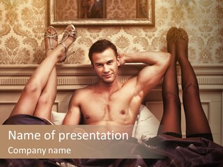 A Man Laying On Top Of A Bed Next To A Woman PowerPoint Template