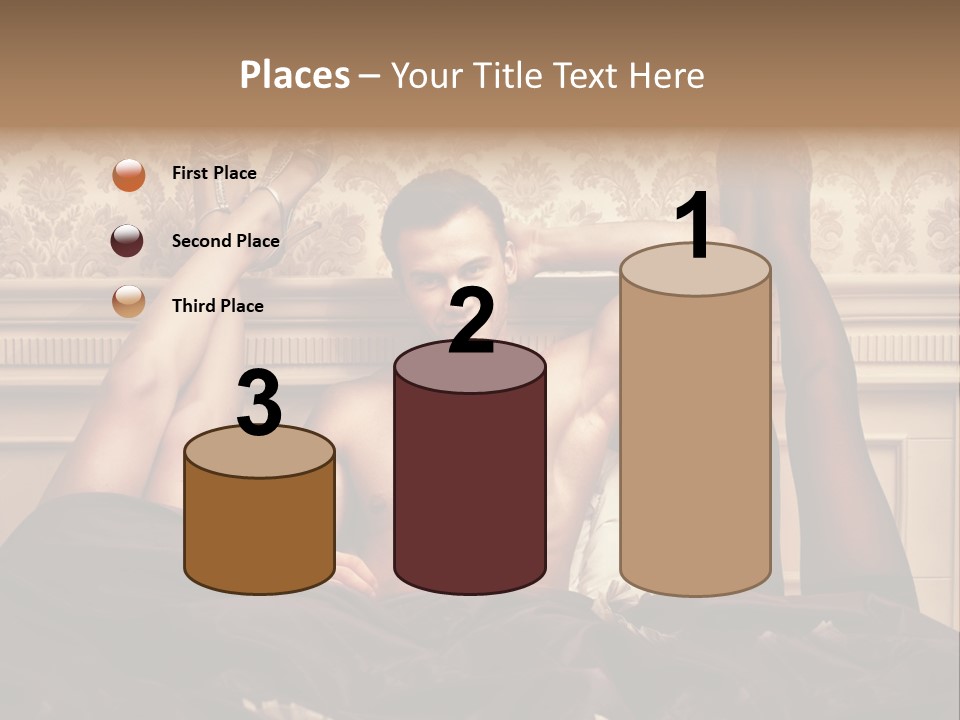 A Man Laying On Top Of A Bed Next To A Woman PowerPoint Template