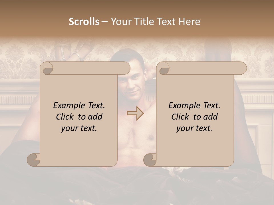 A Man Laying On Top Of A Bed Next To A Woman PowerPoint Template